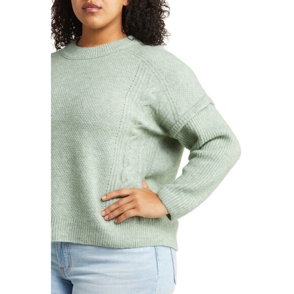 Madewell Havener Cable Stitch Crewneck Sweater Womens Plus Size 2XL NI313 New - Picture 4 of 14